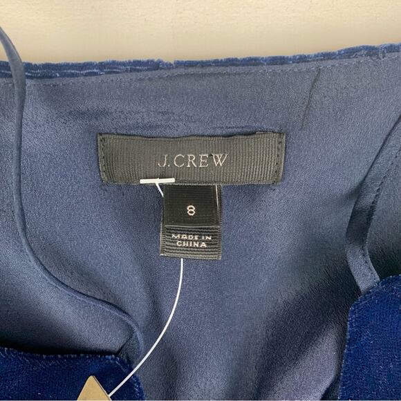 J. Crew size 8 medium velour Blue Fitted Peplum Camisole tank top - Picture 3 of 9
